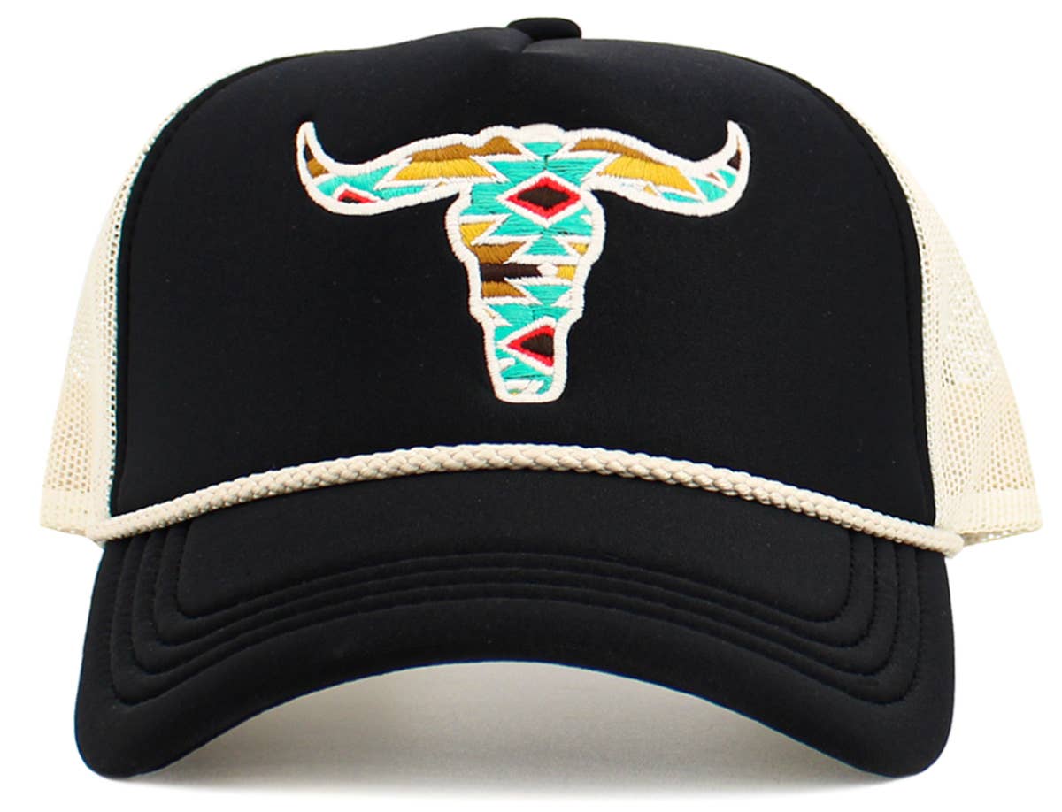 Cow Skull Aztec Meshback Ball Cap