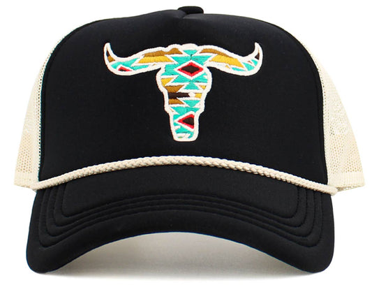 Cow Skull Aztec Meshback Ball Cap
