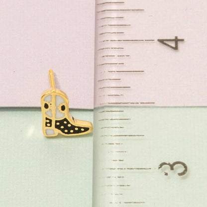 Gold Dipped Epoxy Cowboy Boots Stud Earrings