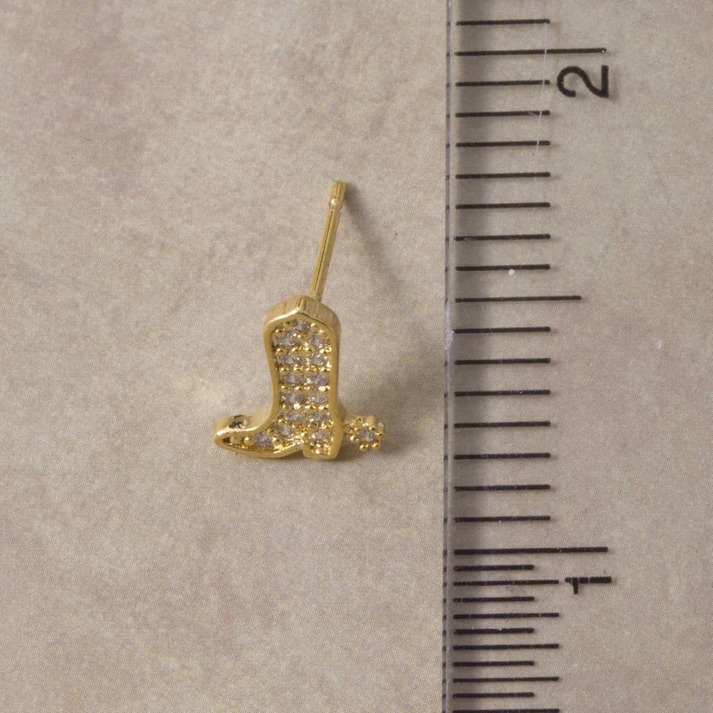 Sterling Silver Dipped Pave Cz Boot Stud Earrings
