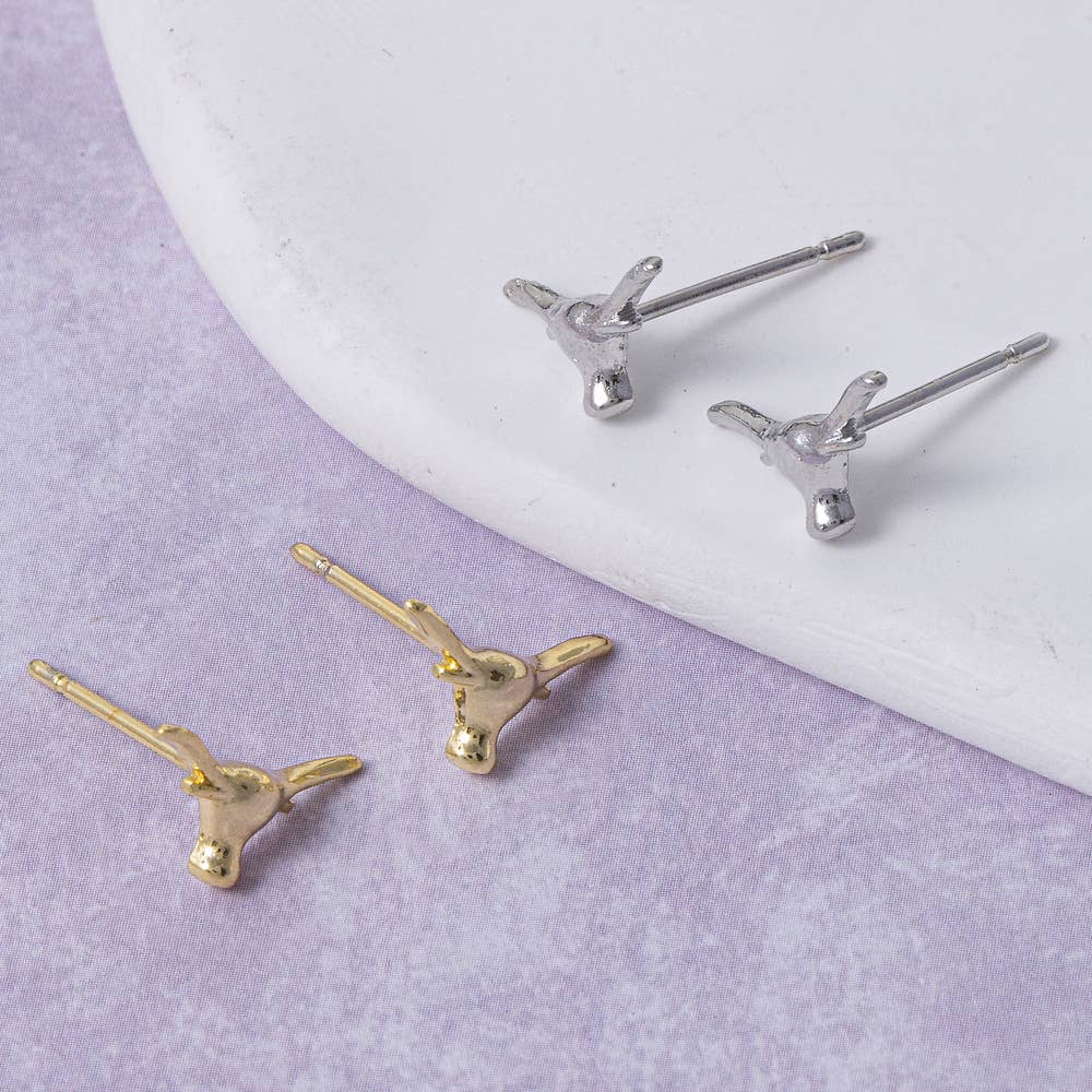 Sterling Silver Dipped Longhorn Stud Earrings