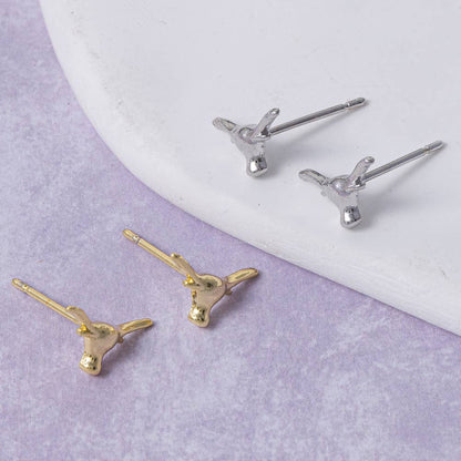 Sterling Silver Dipped Longhorn Stud Earrings
