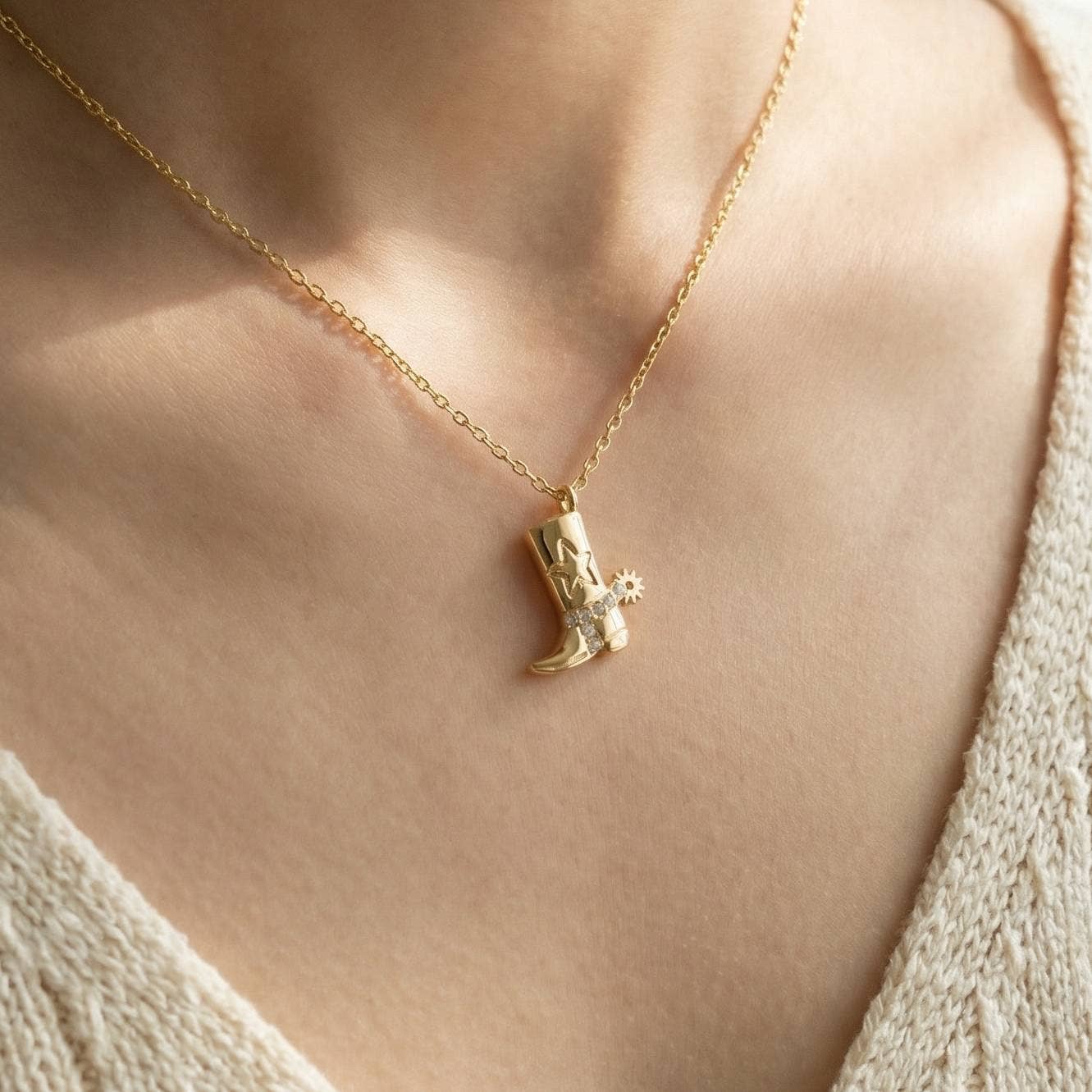 Cowboy Boots Pendant Necklace