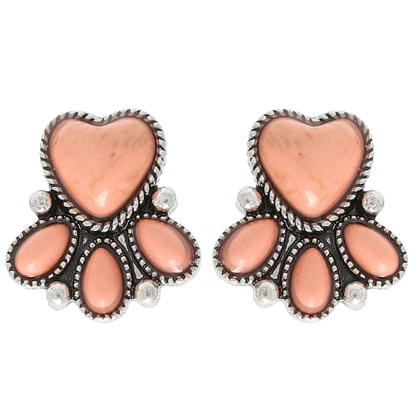 Western Semi Precious Stone Heart Earrings