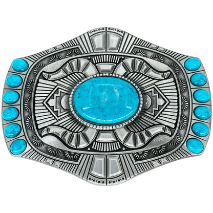 Turquoise Beaded Western Belt Buckle