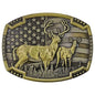 Vintage Deer with USA Flag Belt Buckle