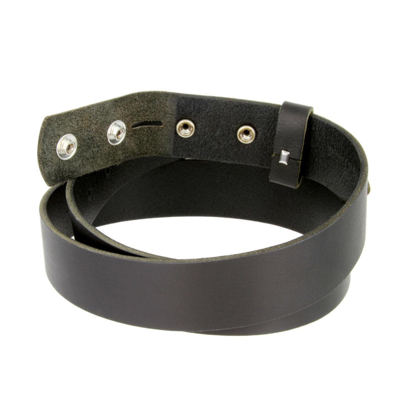 Genuine Full Grain Leather Casual Belt Strap w/Snaps 1-1/2"