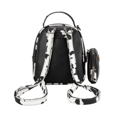 Wrangler Cow Print Trimmed Mini Backpack With Coin Pouch - Black