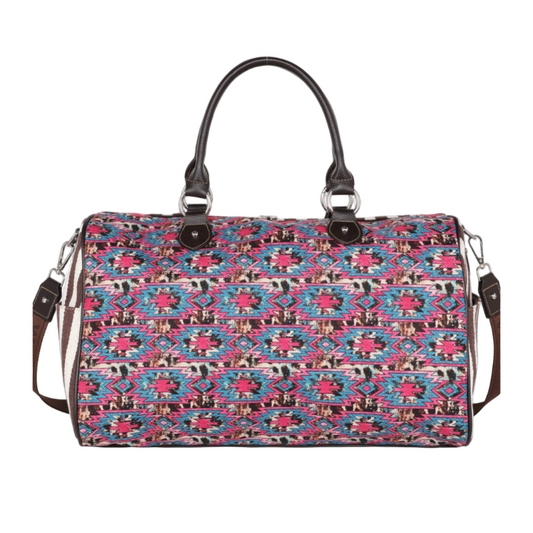Montana West Aztec Cowhide Print Weekender Bag