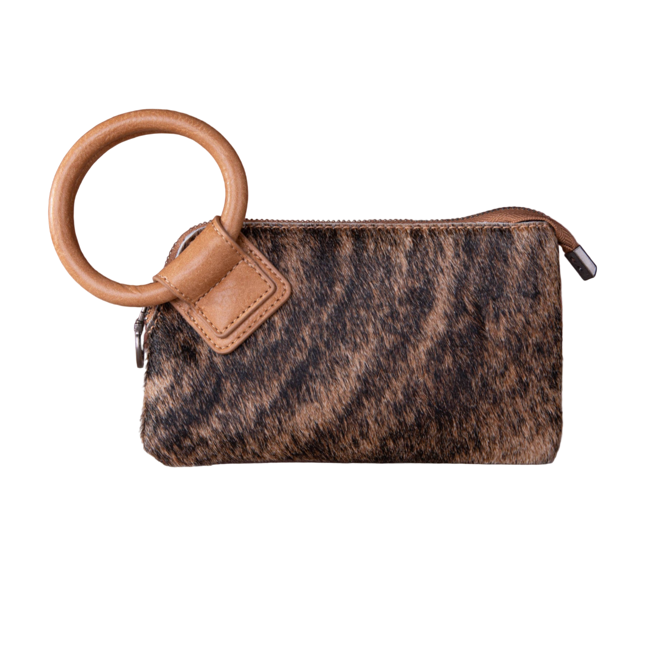 Montana West Hair-on Tooled Ring Handle Wristlet Clutch Bag