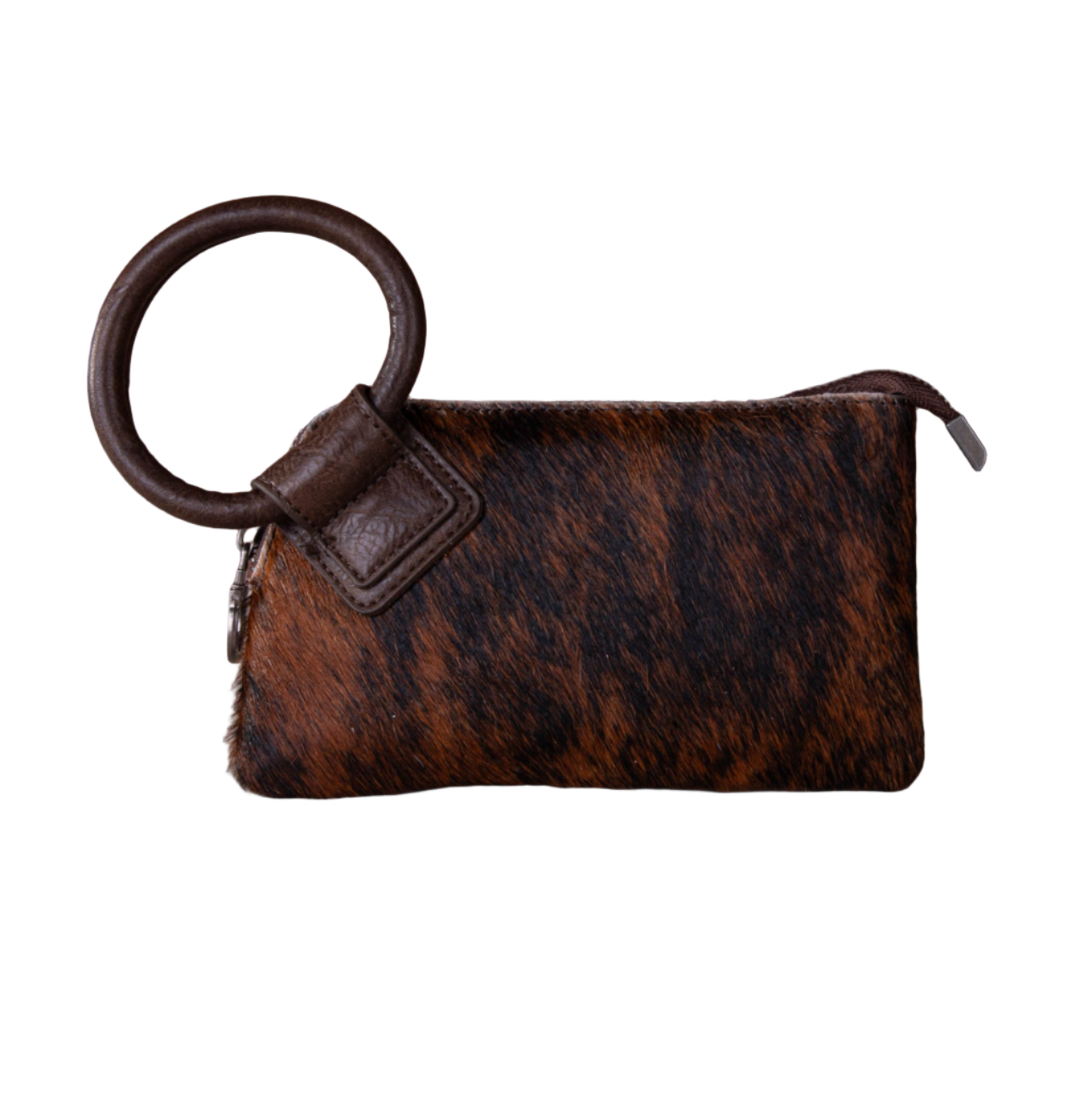 Montana West Hair-on Tooled Ring Handle Wristlet Clutch Bag