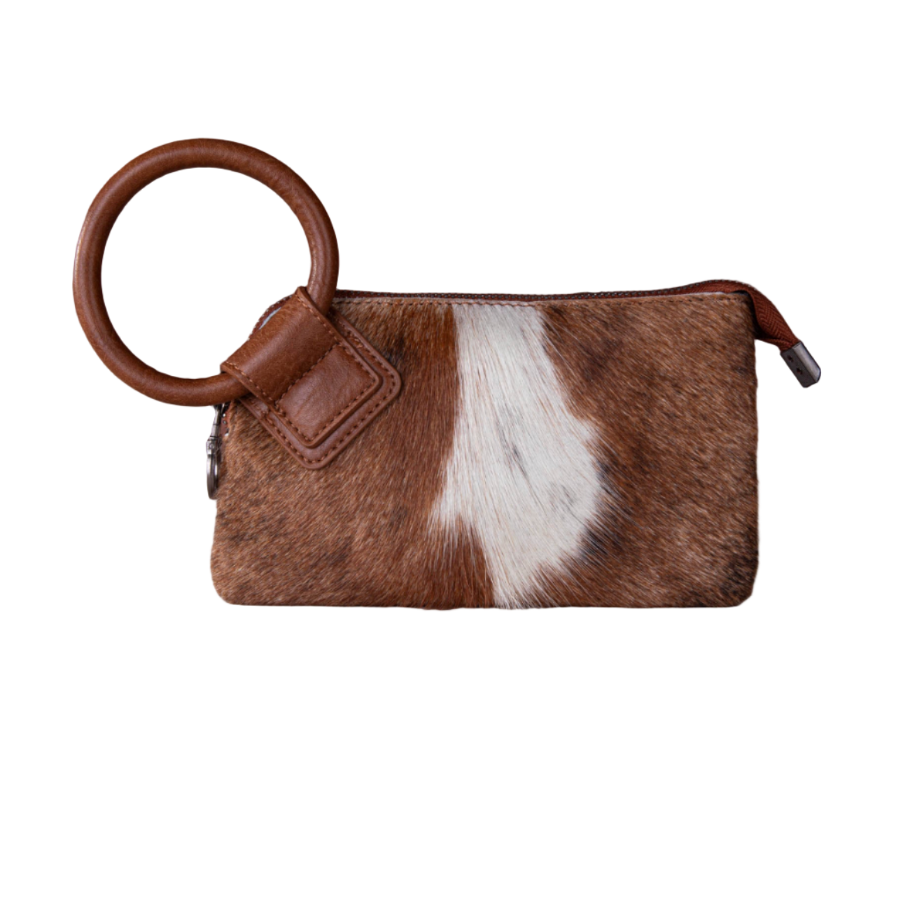Montana West Hair-on Tooled Ring Handle Wristlet Clutch Bag