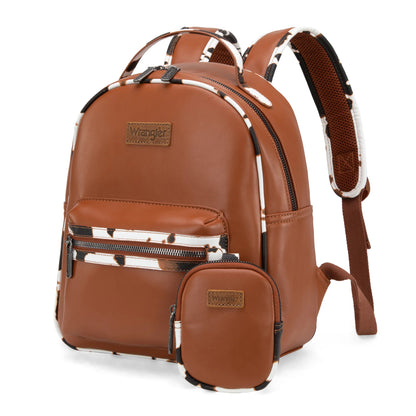 Wrangler Cow Print Trimmed Lrg Backpack With Coin Pouch