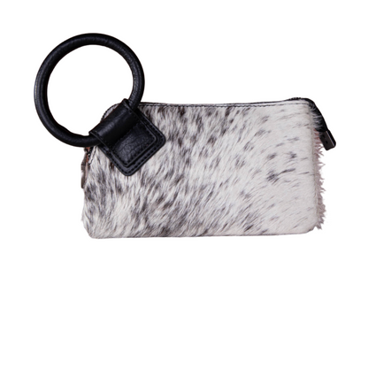 Montana West Hair-on Tooled Ring Handle Wristlet Clutch Bag