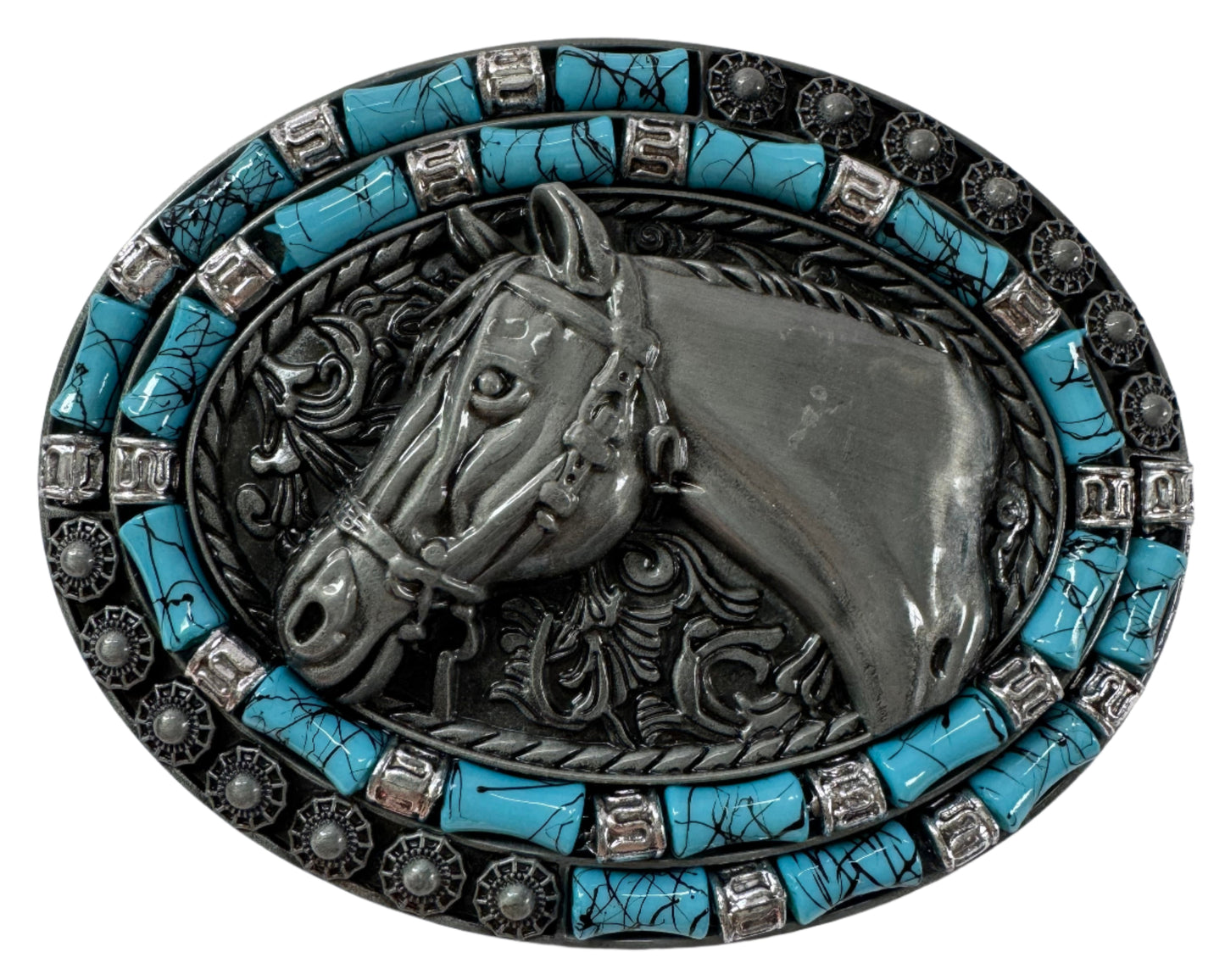 Turquoise Horse Buckle -fits 2" belt