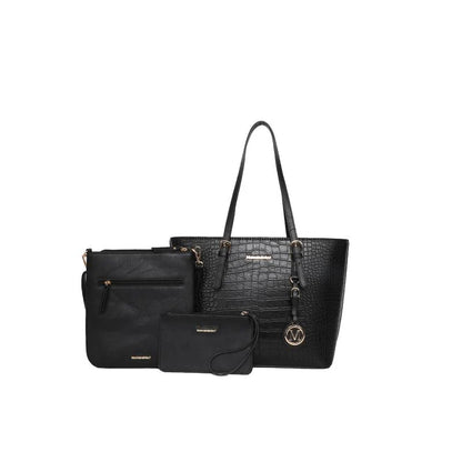 Montana West 3PCs Set Tote, Crossbody, Wallet Black