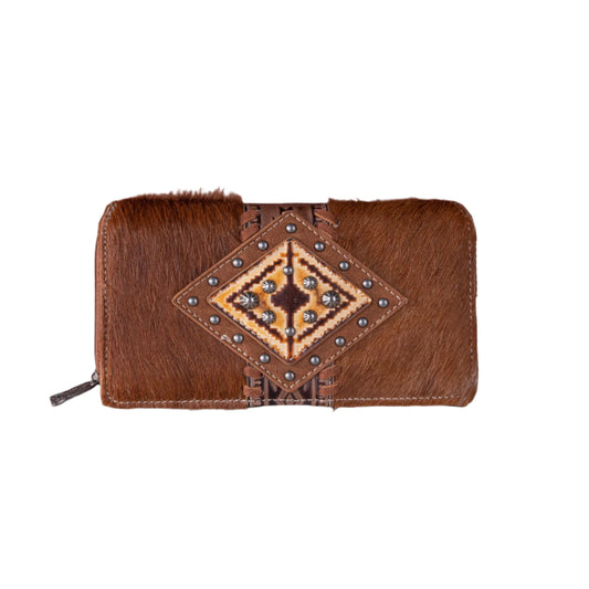 Trinity Ranch Hair-On Cowhide Wallet Brown