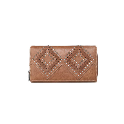 Trinity Ranch Leather Stitch Collection Wallet Brown