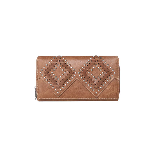 Trinity Ranch Leather Stitch Collection Wallet Brown