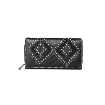 Trinity Ranch Leather Stitch Collection Wallet Black