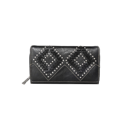 Trinity Ranch Leather Stitch Collection Wallet Black