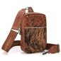 Trinity Ranch Genuine Hair-On Cowhide Tooled Sling Bag Brown