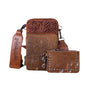 Trinity Ranch Genuine Hair-On Cowhide /Tooled Collection Phone Purse with Coin Pouch Brown