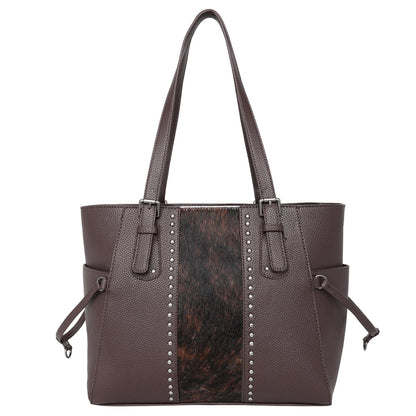 Trinity Ranch Hair-On Leather Studs Collection Concealed Carry Tote Coffee