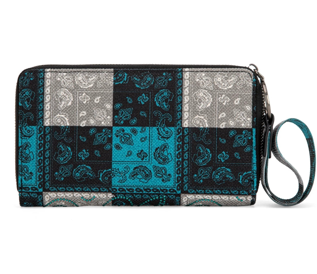 Wrangler Bandana Paisley Print Wallet Turquoise