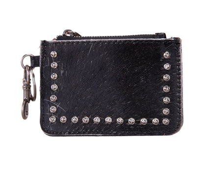 Trinity Ranch Genuine Hair-On Cowhide /Tooled Collection Phone Purse with Coin Pouch Black