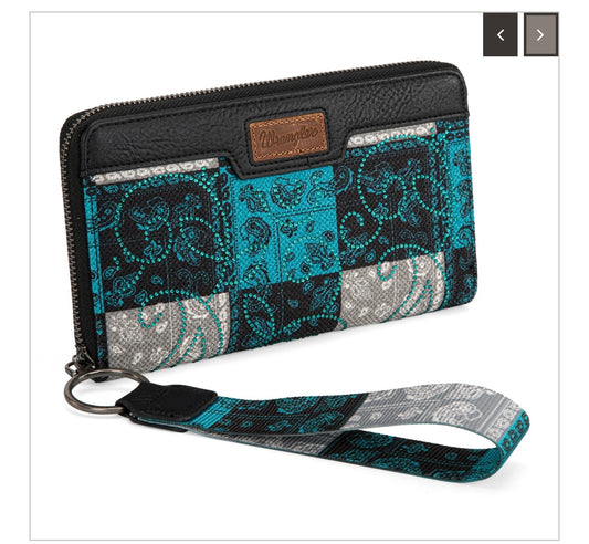 Wrangler Bandana Paisley Print Wallet Turquoise