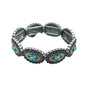 Southwest Style Silver Natural Stone Concho Stretch Bracelet - Blue