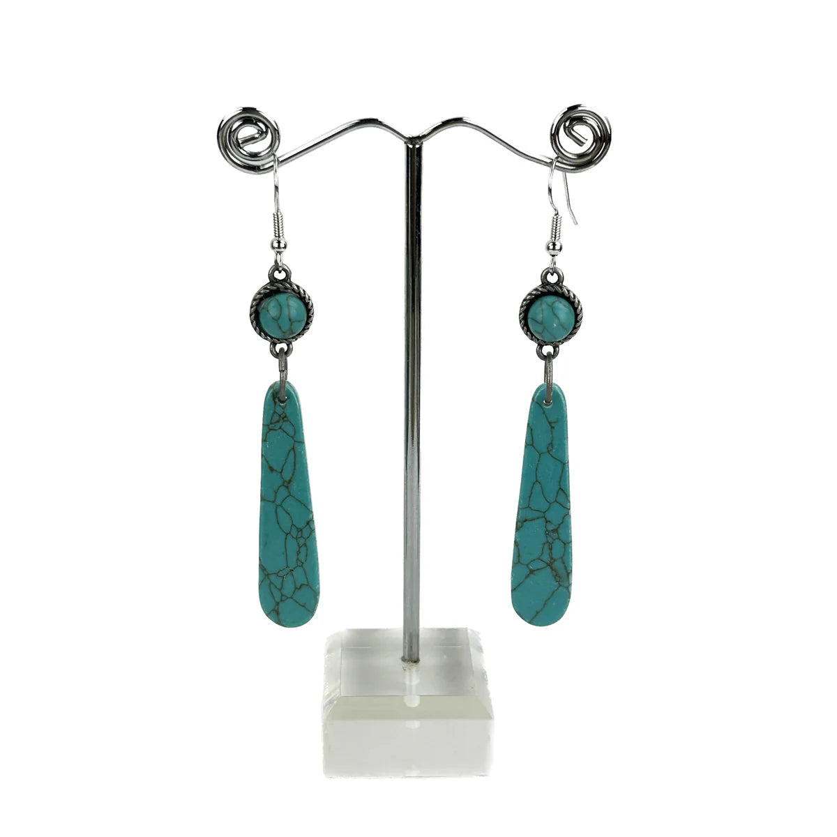 Natural Stone Teardrop Earrings - Blue