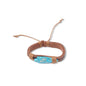 Natural Stone With Leather Cord Bracelet -Turquoise/Lt Brown