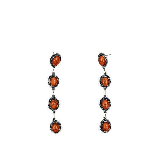 Four Tiers Natural Stone Dangle Earring - Orange