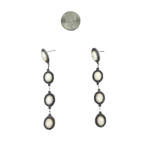 Four Tiers Natural Stone Dangle Earring - White