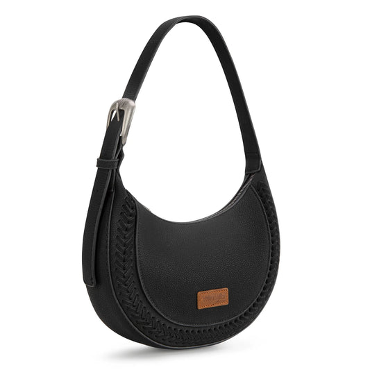 Wrangler Whipstitch Crescent Crossbody - Black