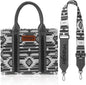 Wrangler Southwestern Print Small Canvas Tote/Crossbody -Black
