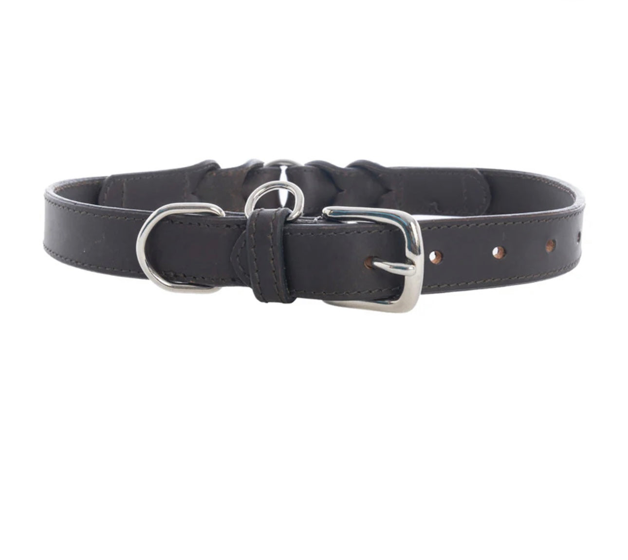 Leather Topside Dog Collar in Ebony-Dk Br