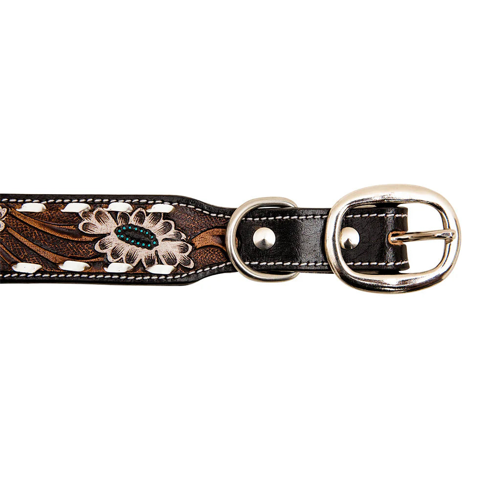 Hotshots Hand-Tooled Leather Dog Collar