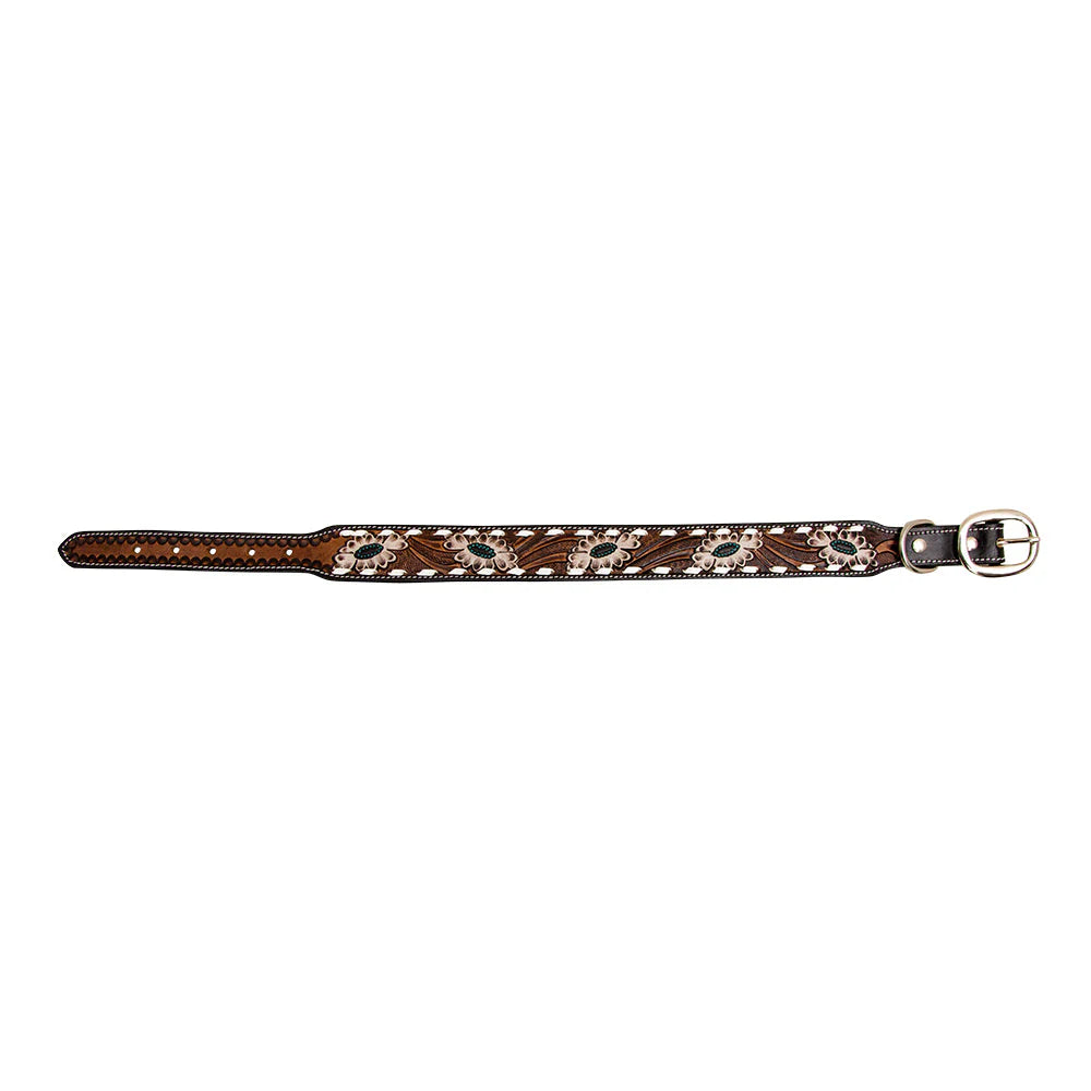Hotshots Hand-Tooled Leather Dog Collar