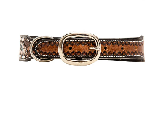 Hotshots Hand-Tooled Leather Dog Collar