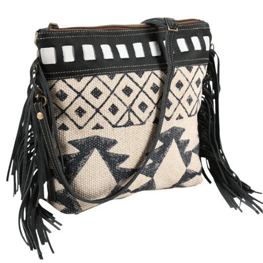 Ohlay Crossbody Upcycled Canvas Black/Cream