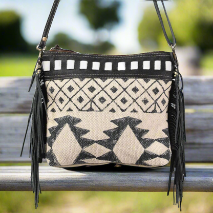 Ohlay Crossbody Upcycled Canvas Black/Cream