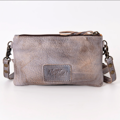Never Mind Distressed Gray Genuine Western Leather