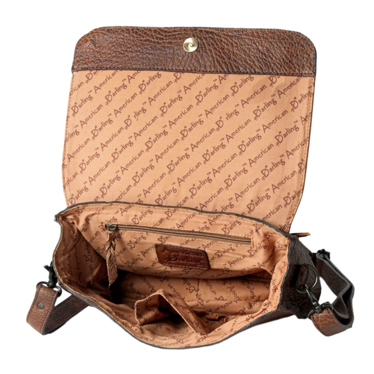 American Darling Crossbody Distressed Brown Genuine Leather