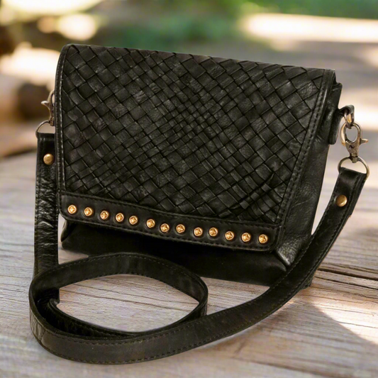 Never Mind Black Crossbody Genuine Leather Black