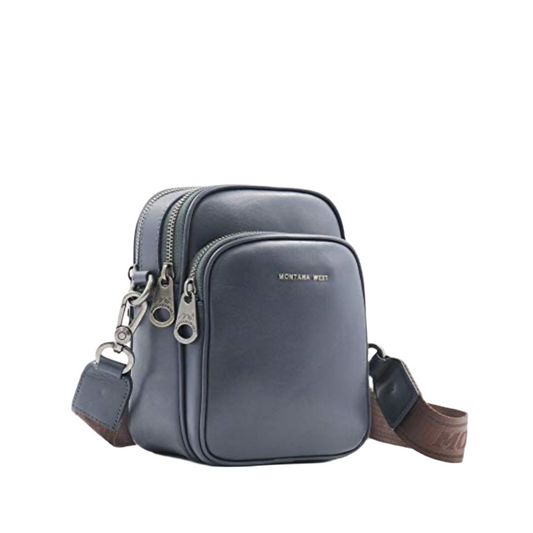 Montana West Genuine Leather Shoulder/Crossbody Bag Navy
