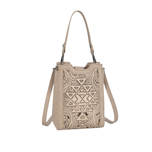 Trinity Ranch Floral Aztec Tooled Mini Tote/Crossbody