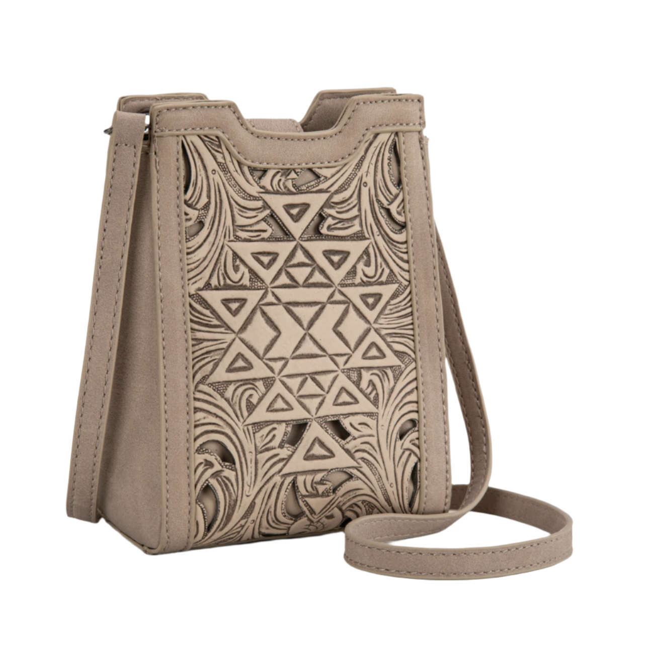Trinity Ranch Floral Aztec Tooled Mini Tote/Crossbody